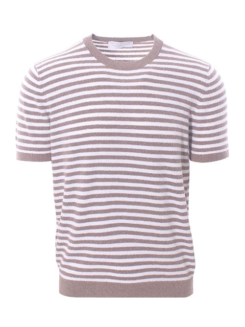 t-shirt a righe cotone bouclè LA BOTTEGA DEL CASHMERE | 87158422